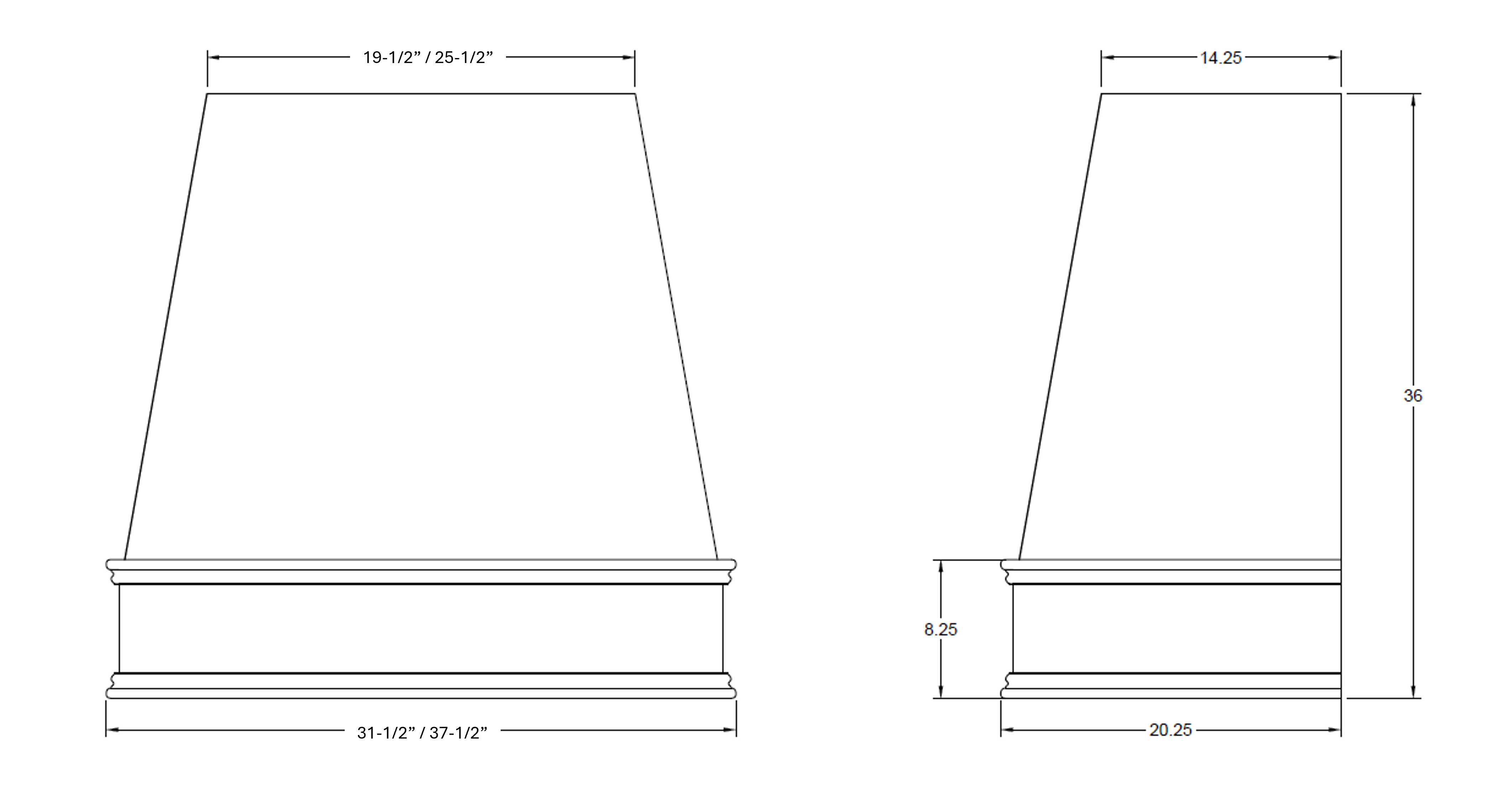 Kelsey Range Hood with Stainless Steel Liner and Traditional Trim