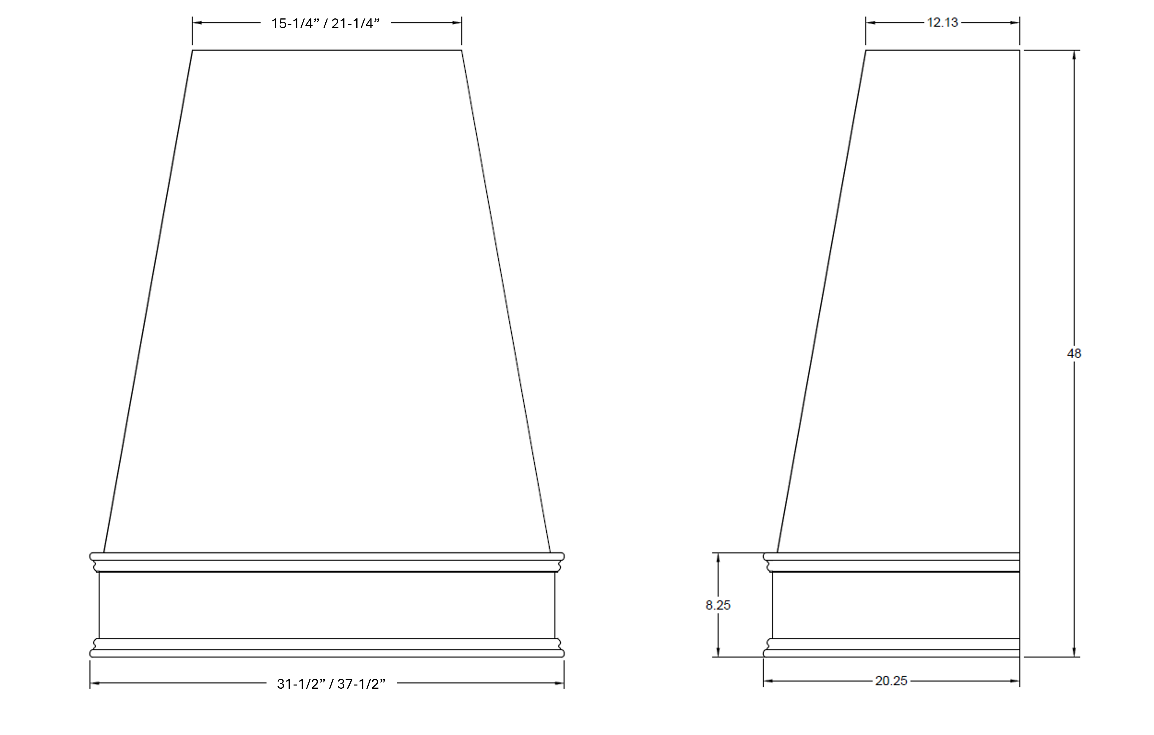 Kelsey Range Hood with Stainless Steel Liner and Traditional Trim
