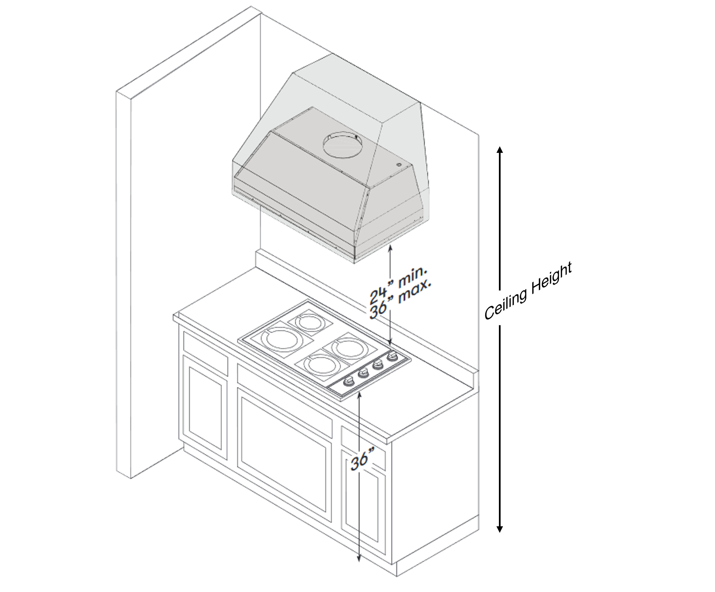 Range Hood Height Above Range Ashley Kitchen Range Hood with Modern Trim – Timberview Millworks